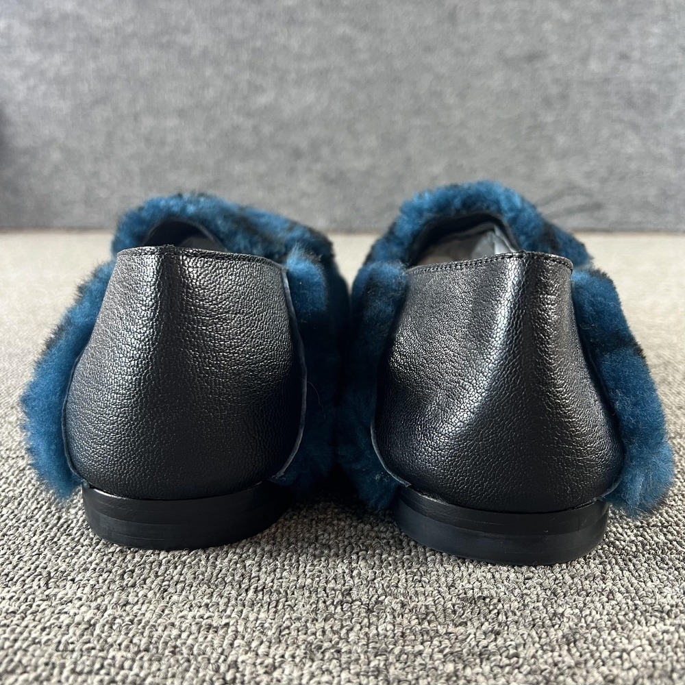 Coach Shoes Mens 11 Blue Shearling Logo Fur Slip On Loafers Leather Sole G4576 - Picture 7 of 11
